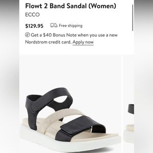Nordstrom Ecco Flowt Band Sandals in Black and Cream- size 8